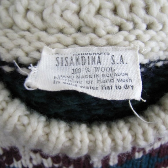 SISANDINA Sweater L Heavy Knit Wool Ecuador Large - Picture 3 of 7